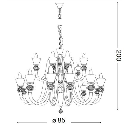 Ideal Lux - Kristalni luster na lancu STRAUSS 18xE14/40W/230V pr. 85 cm mesing