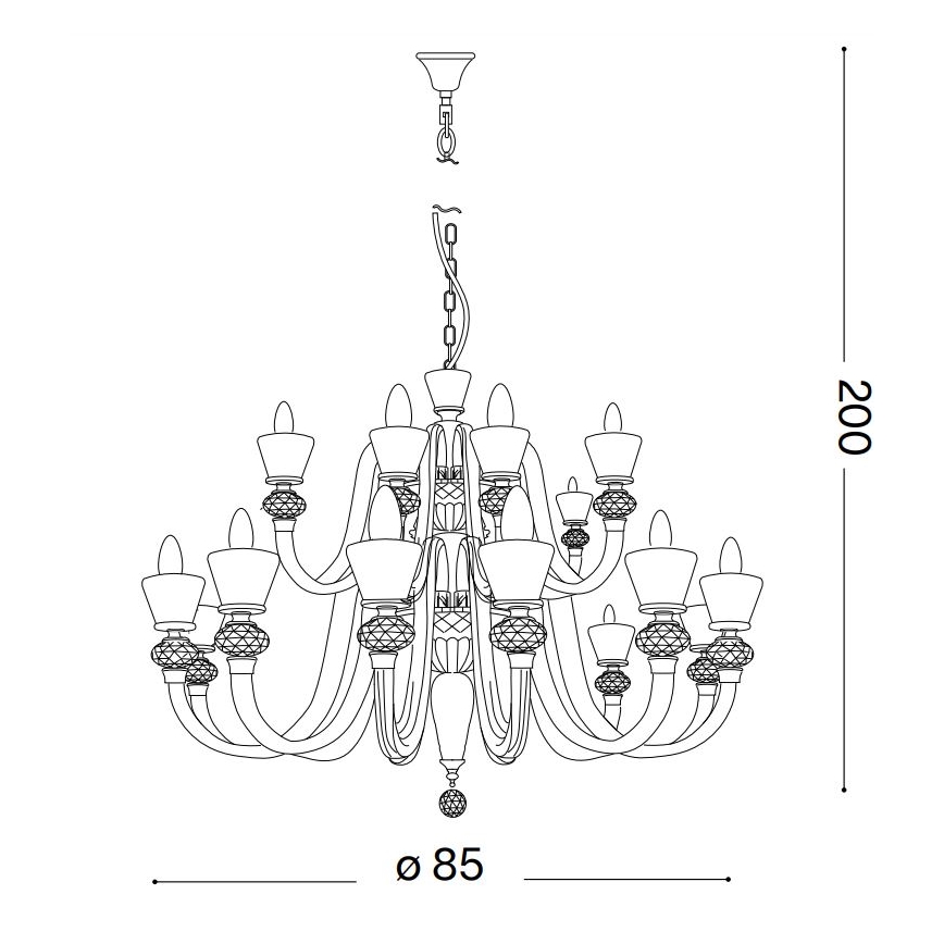 Ideal Lux - Kristalni luster na lancu STRAUSS 18xE14/40W/230V pr. 85 cm mesing