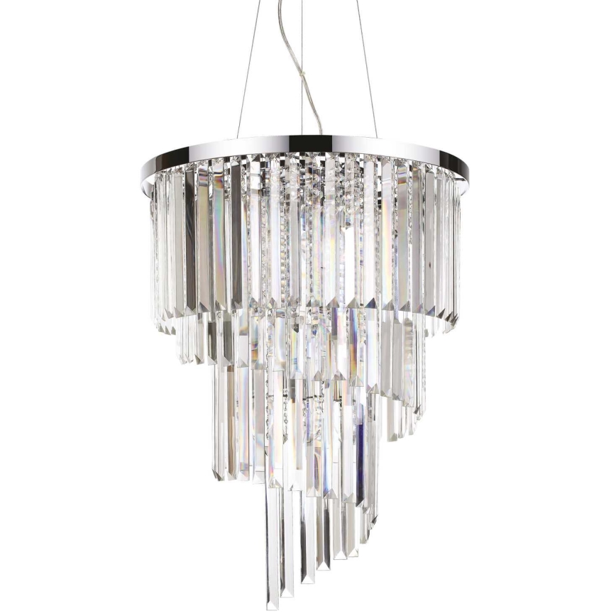 Ideal Lux - Kristalni luster na sajli CARLTON 12xE14/40W/230V pr. 50 cm sjajni krom