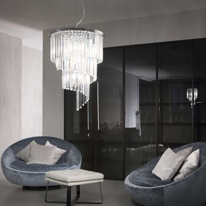 Ideal Lux - Kristalni luster na sajli CARLTON 12xE14/40W/230V pr. 50 cm sjajni krom