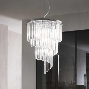 Ideal Lux - Kristalni luster na sajli CARLTON 12xE14/40W/230V pr. 50 cm sjajni krom