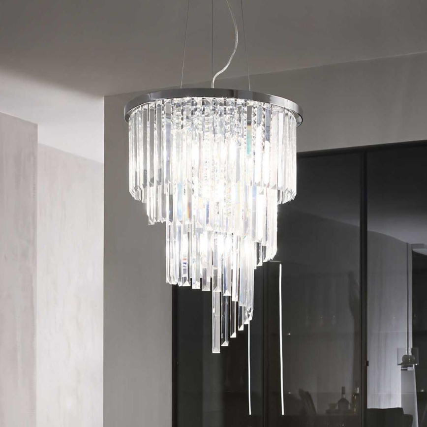 Ideal Lux - Kristalni luster na sajli CARLTON 12xE14/40W/230V pr. 50 cm sjajni krom