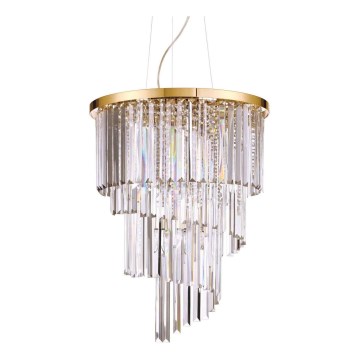 Ideal Lux - Kristalni luster na sajli CARLTON 12xE14/40W/230V pr. 50 cm zlatna