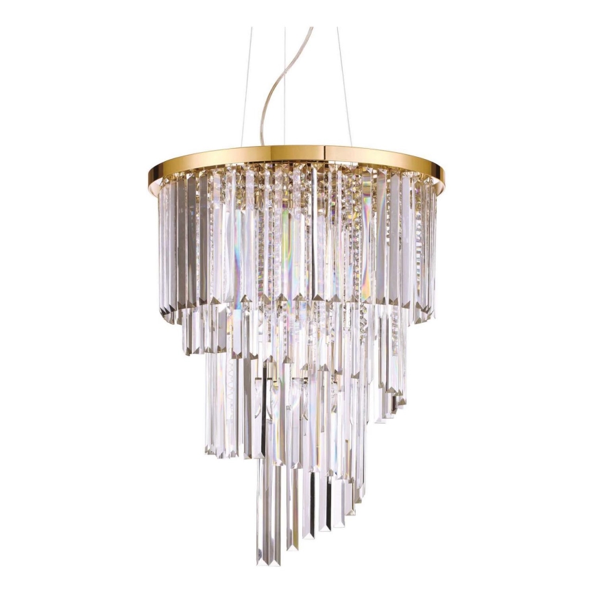 Ideal Lux - Kristalni luster na sajli CARLTON 12xE14/40W/230V pr. 50 cm zlatna