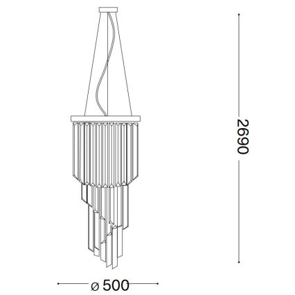 Ideal Lux - Kristalni luster na sajli CARLTON 12xE14/40W/230V pr. 50 cm zlatna