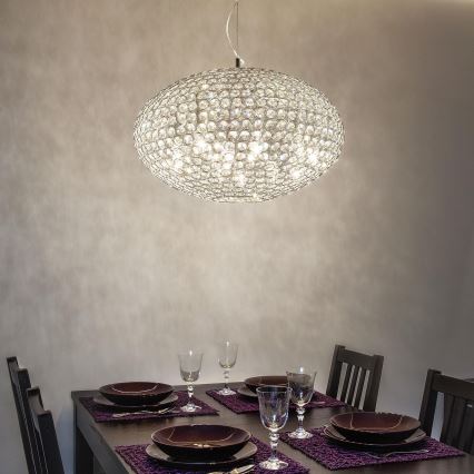 Ideal Lux - Kristalni luster na sajli ORION 12xE14/40W/230V pr. 60 cm srebrno