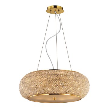 Ideal Lux - Kristalni luster na sajli PASHA 10xE14/40W/230V pr. 55 cm zlatna