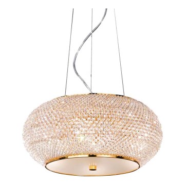 Ideal Lux - Kristalni luster na sajli PASHA 6xE14/40W/230V pr. 40 cm zlatna