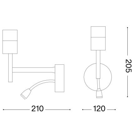 Ideal Lux - LED Fleksibilna lampa sa ugradbom Set UP 1xE27/42W + LED/3W/230V CRI 90 USB crno