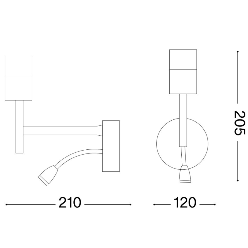 Ideal Lux - LED Fleksibilna lampa sa ugradbom Set UP 1xE27/42W + LED/3W/230V CRI 90 USB crno