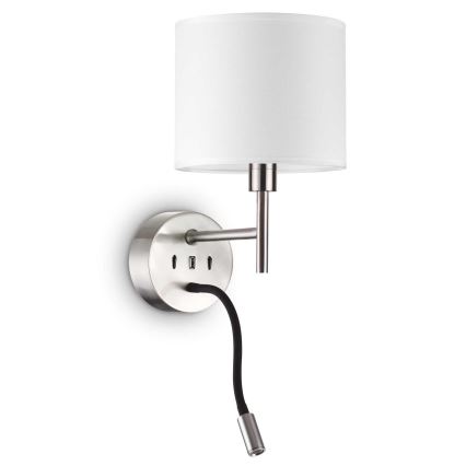 Ideal Lux - LED Fleksibilna lampa sa ugradbom Set UP 1xE27/42W + LED/3W/230V CRI 90 USB sjajni krom