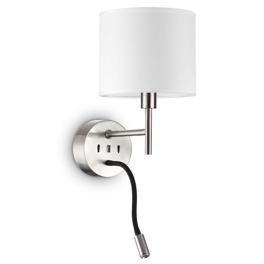 Ideal Lux - LED Fleksibilna lampa sa ugradbom Set UP 1xE27/42W + LED/3W/230V CRI 90 USB sjajni krom