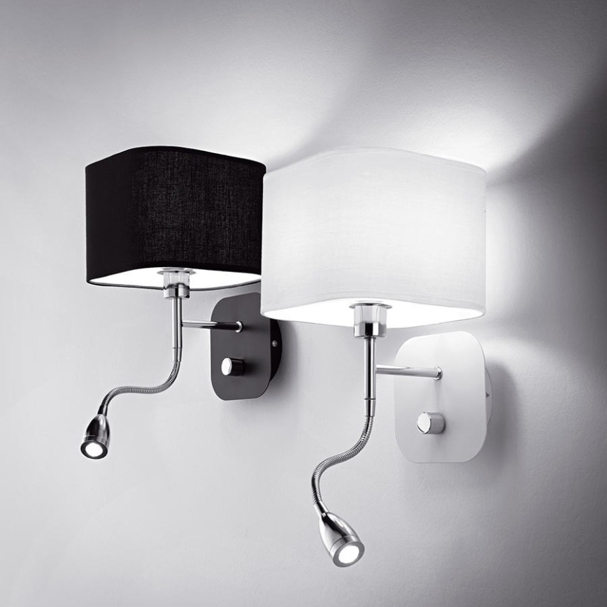 Ideal Lux - LED Fleksibilna zidna lampa 1xE14/40W/230V + LED/1W/230V crno