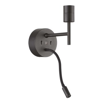 Ideal Lux - LED Fleksibilna lampa sa ugradbom Set UP 1xE27/42W + LED/3W/230V CRI 90 USB crno