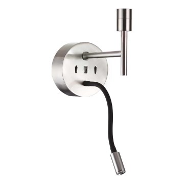 Ideal Lux - LED Fleksibilna lampa sa ugradbom Set UP 1xE27/42W + LED/3W/230V CRI 90 USB sjajni krom
