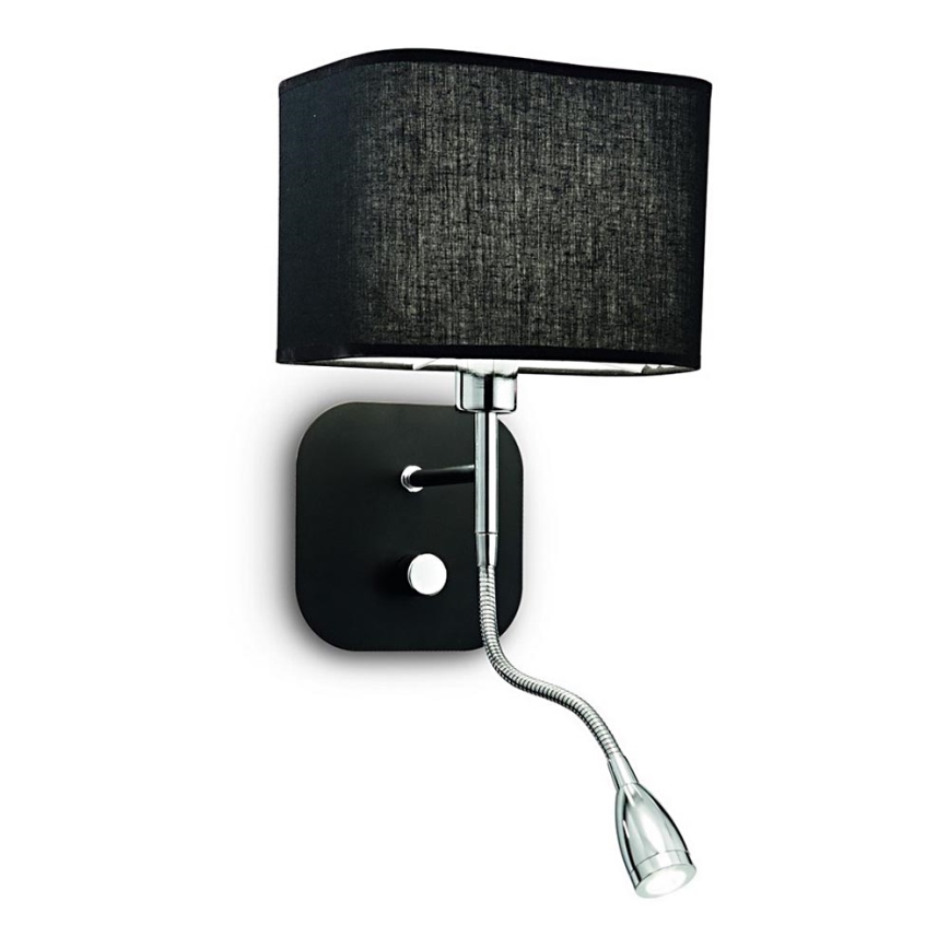 Ideal Lux - LED Fleksibilna zidna lampa 1xE14/40W/230V + LED/1W/230V crno