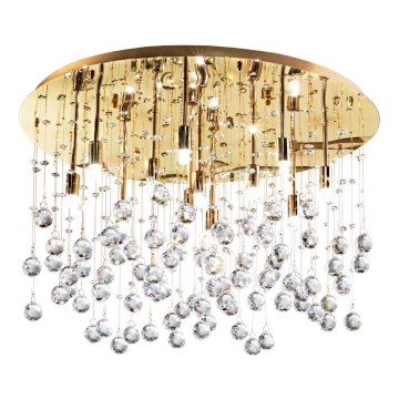 Ideal Lux - LED Kristalna plafonjera MOONLIGHT 12xG9/3W/230V pr.60 cm zlatna