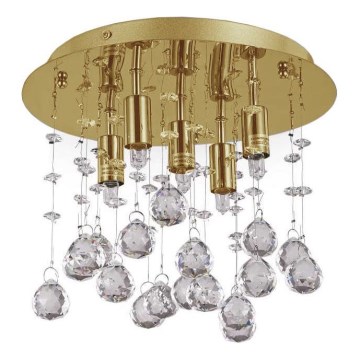 Ideal Lux - LED Kristalna plafonjera MOONLIGHT 5xG9/3W/230V pr. 26 cm zlatna