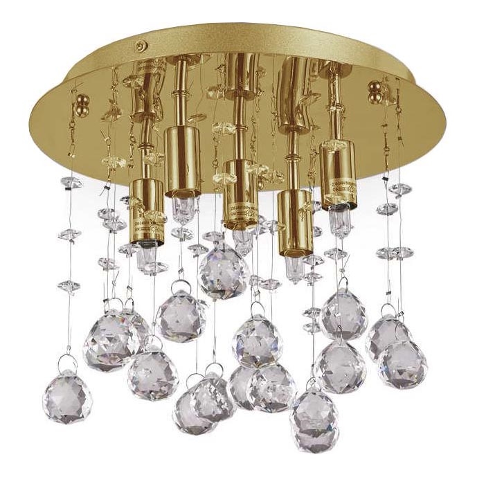 Ideal Lux - LED Kristalna plafonjera MOONLIGHT 5xG9/3W/230V pr. 26 cm zlatna