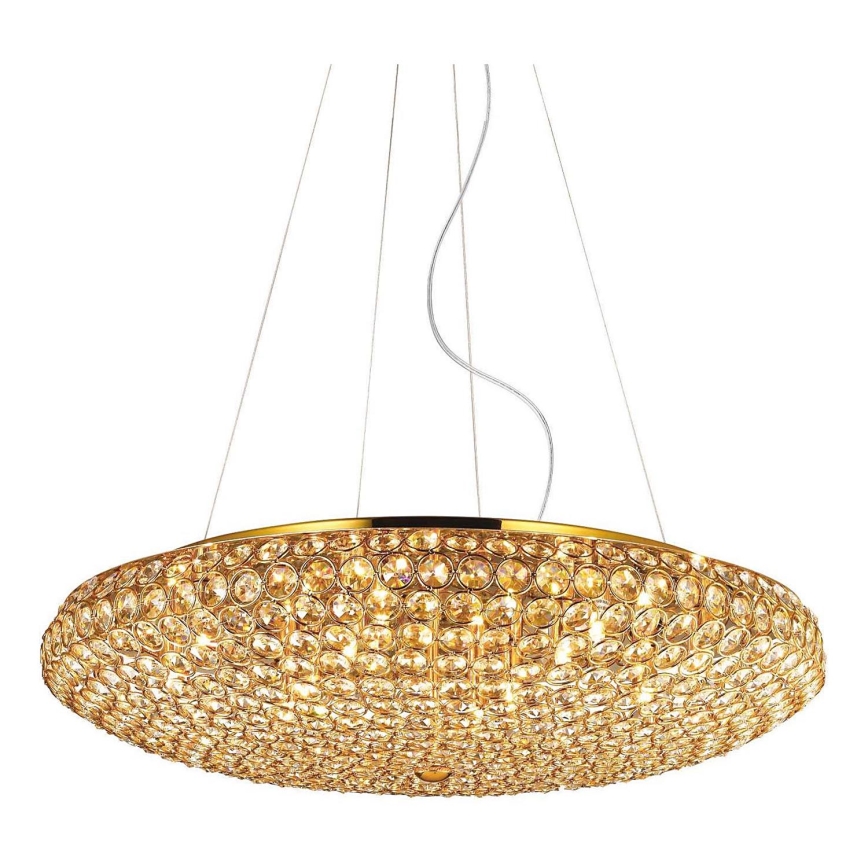 Ideal Lux - LED Kristalni luster na sajli KING 12xG9/3W/230V pr. 65 cm zlatna
