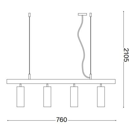 Ideal Lux - LED luster na sajli DYNAMITE 4xGU10/7W/230V CRI 90 crno