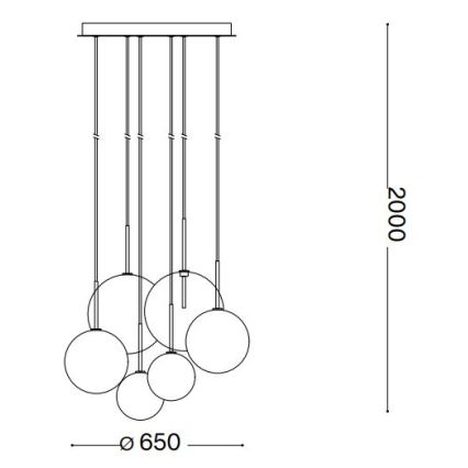 Ideal Lux - LED luster na sajli EQUINOXE 6xG4/2W/230V pr. 65 cm sjajni krom/dimno