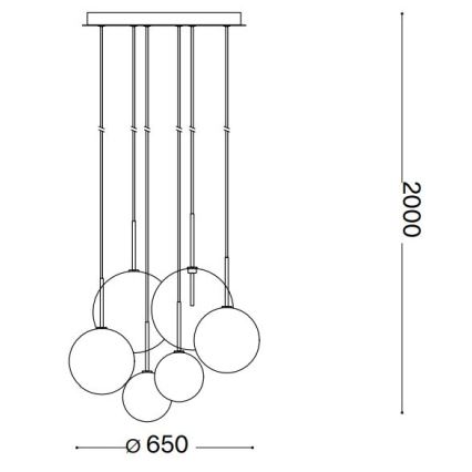 Ideal Lux - LED luster na sajli EQUINOXE 6xG4/2W/230V pr. 65 cm mesing/dimno