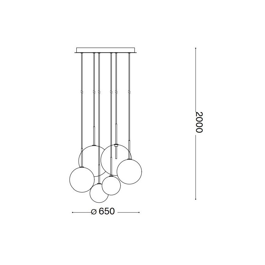 Ideal Lux - LED luster na sajli EQUINOXE 6xG4/2W/230V pr. 65 cm mesing/dimno