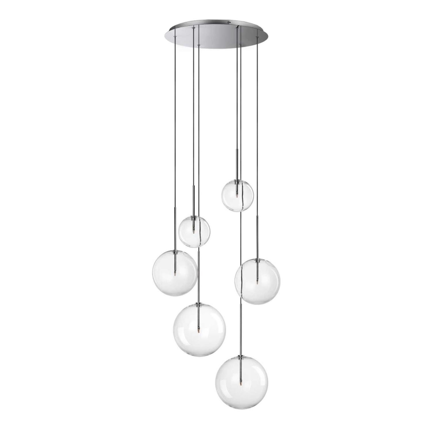 Ideal Lux - LED luster na sajli EQUINOXE 6xG4/2W/230V pr. 65 cm sjajni krom/prozirna