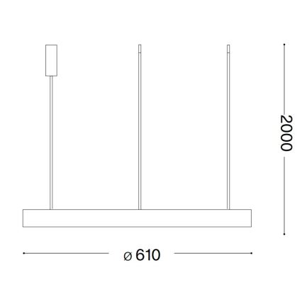 Ideal Lux - LED luster na sajli GEMINI LED/48W/230V pr. 61 cm CRI 90 zlatna