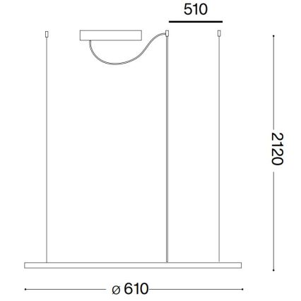Ideal Lux - LED luster na sajli HULAHOOP LED/28W/230V 3000K pr. 61 cm CRI 90 bela