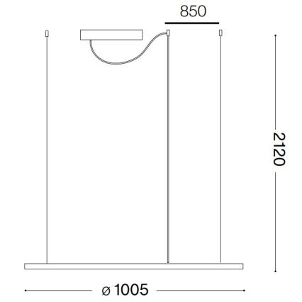 Ideal Lux - LED luster na sajli HULAHOOP LED/46W/230V 3000K pr. 100 cm CRI 90 bela