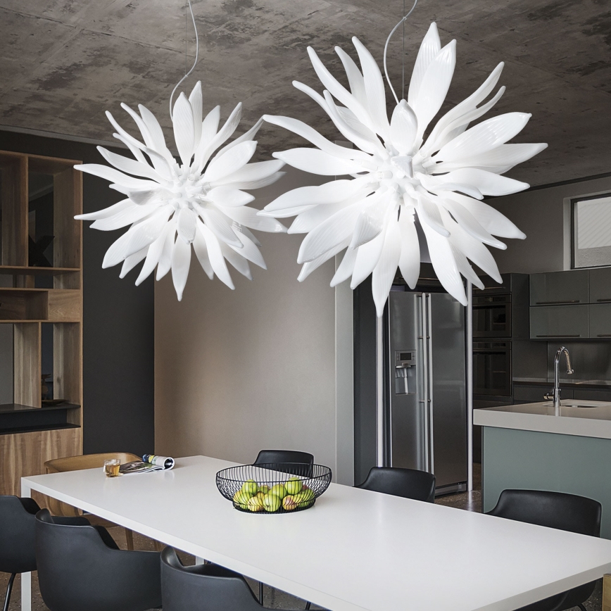 Ideal Lux - LED luster na sajli LEAVES 8xG9/3W/230V pr. 63 cm bela