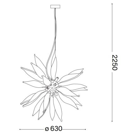 Ideal Lux - LED luster na sajli LEAVES 8xG9/3W/230V pr. 63 cm bela