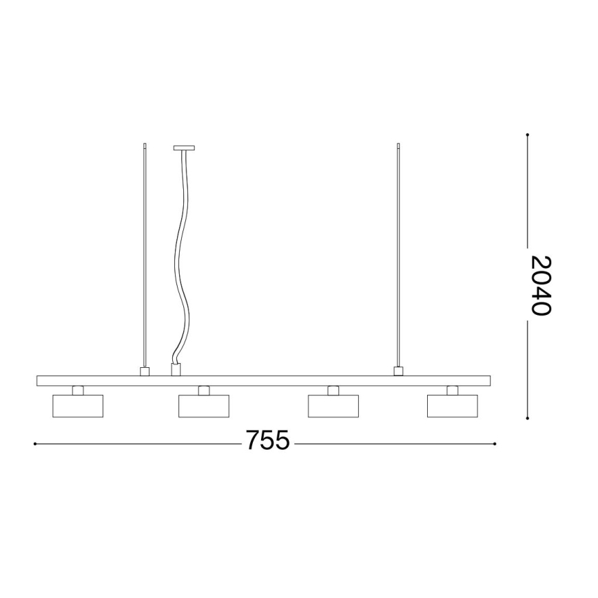Ideal Lux - LED luster na sajli MINOR 4xGX53/9W/230V 75,5 cm crno