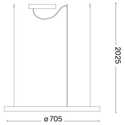 Ideal Lux - LED luster na sajli ORACLE SLIM LED/38W/230V 3000K pr. 70 cm crno