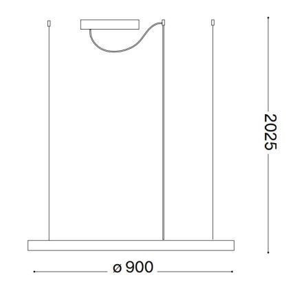 Ideal Lux - LED Prigušivi luster na sajli ORACLE SLIM LED/43W/230V 3000K pr. 90 cm crno