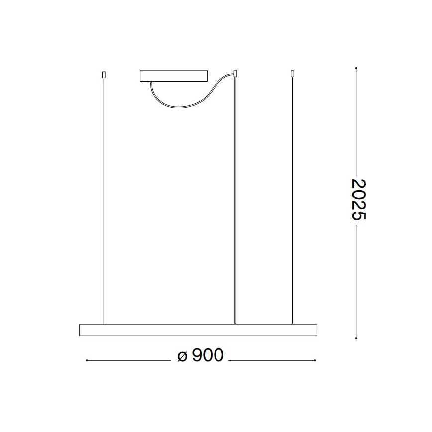 Ideal Lux - LED Prigušivi luster na sajli ORACLE SLIM LED/43W/230V 3000K pr. 90 cm crno