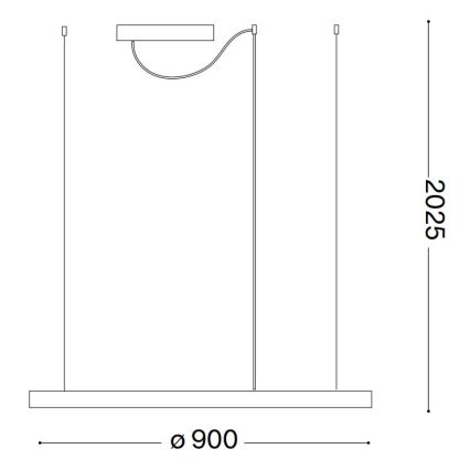 Ideal Lux - LED luster na sajli ORACLE SLIM LED/53W/230V 2700K pr. 90 cm crno