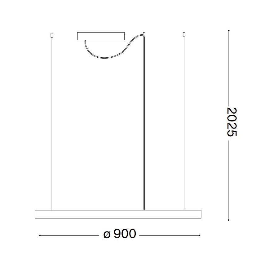 Ideal Lux - LED luster na sajli ORACLE SLIM LED/53W/230V 2700K pr. 90 cm crno