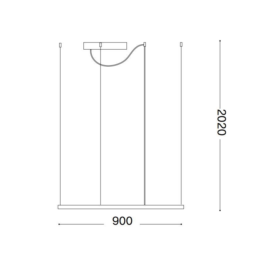 Ideal Lux - LED luster na sajli ORACLE SLIM LED/53W/230V 3000K 90x90 cm crno