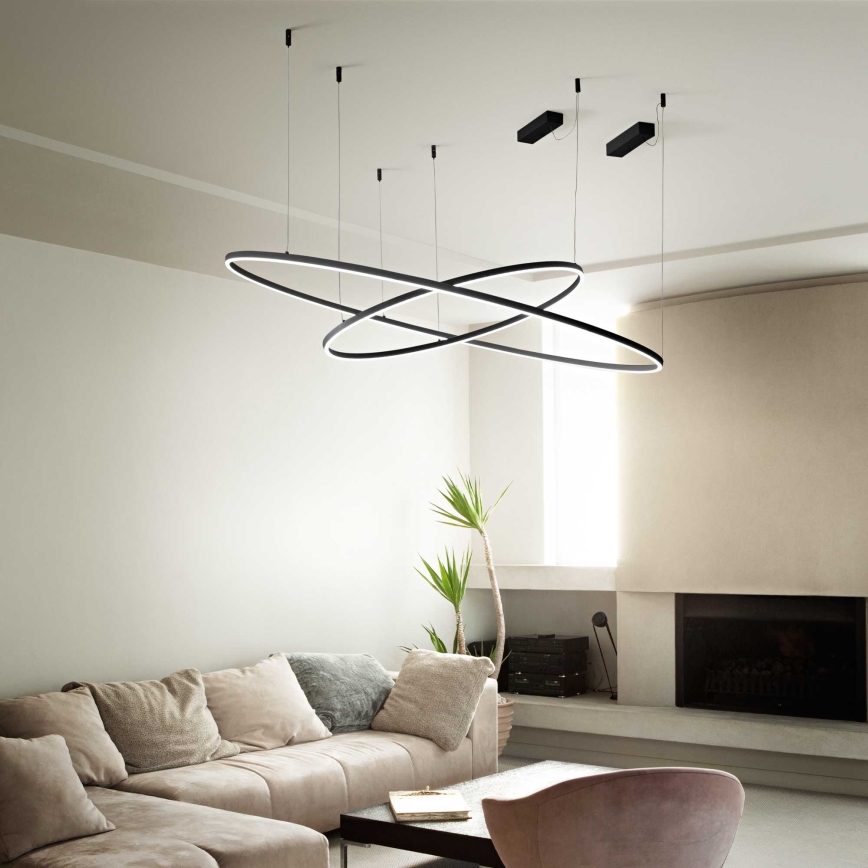 Ideal Lux - LED luster na sajli ORACLE SLIM LED/55W/230V 4000K pr. 90 cm crno