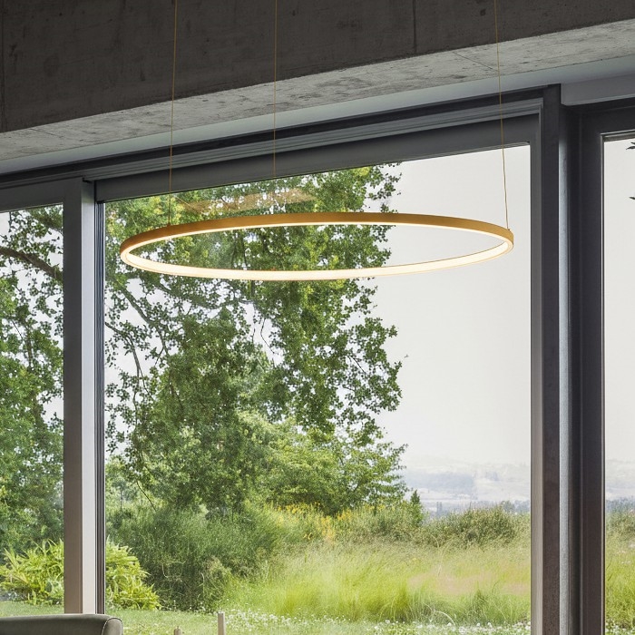 Ideal Lux - LED luster na sajli ORACLE SLIM LED/83W/230V 4000K prečnik 150 cm u zlatnoj boji