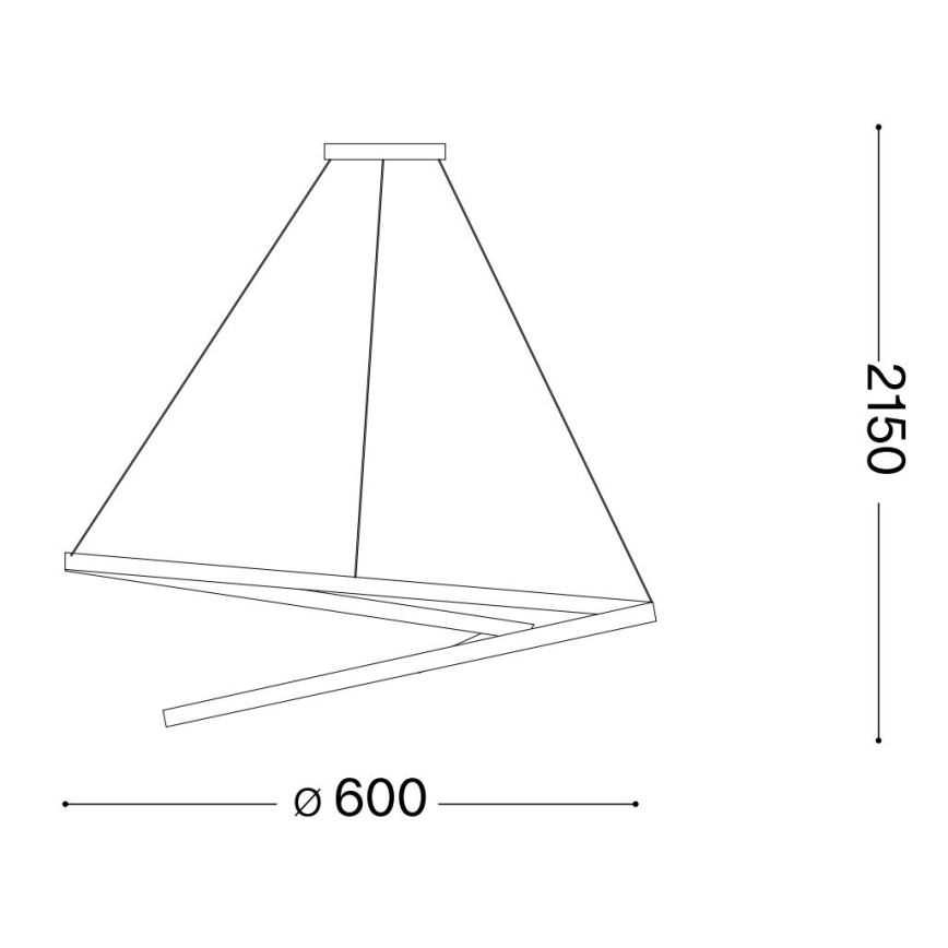 Ideal Lux - LED luster na sajli OZ LED/47W/230V pr. 60 cm CRI 90 crno