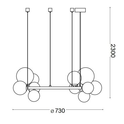 Ideal Lux - LED luster na sajli PERLAGE 11xG9/3W/230V zlatna