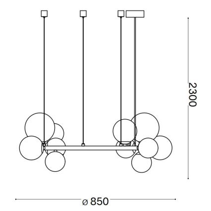 Ideal Lux - LED luster na sajli PERLAGE 14xG9/3W/230V crno