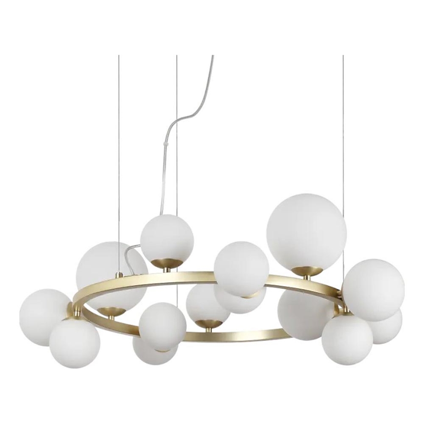 Ideal Lux - LED luster na sajli PERLAGE 14xG9/3W/230V pr. 85 cm zlatna/bela