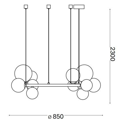 Ideal Lux - LED luster na sajli PERLAGE 14xG9/3W/230V pr. 85 cm zlatna/bela
