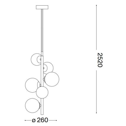 Ideal Lux - LED luster na sajli PERLAGE 6xG9/3W/230V zlatna/bela