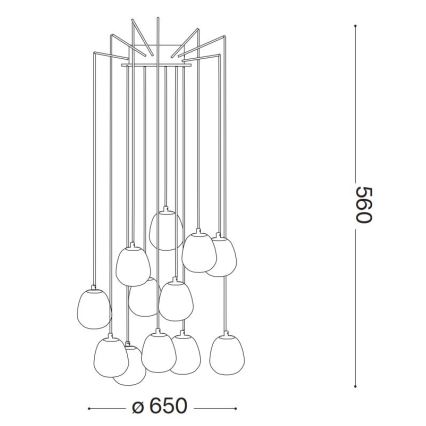 Ideal Lux - LED luster na sajli RHAPSODY 12xG9/3W/230V mesing